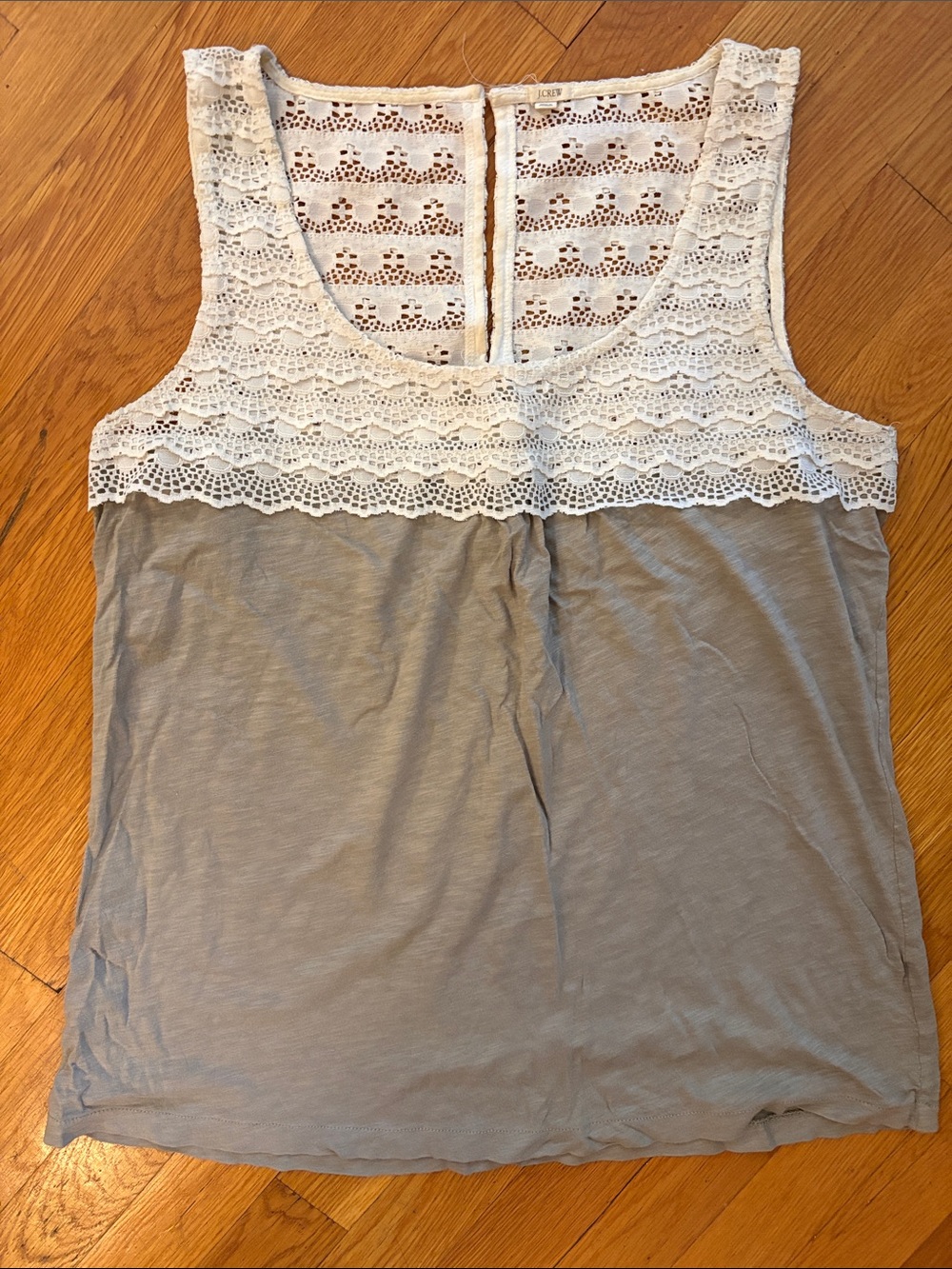 J. Crew Lace Yoke Tank — White & Light Green